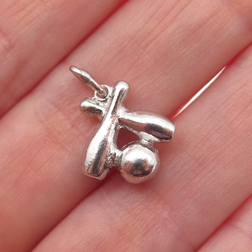 WELLS 925 Sterling Silver Vintage Bowling Pins & Ball Mini Charm Pendant